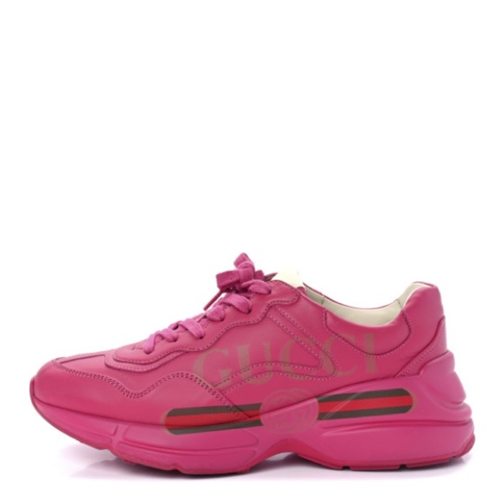 Gucci trainer Calfskin Logo Womens Rhyton pink